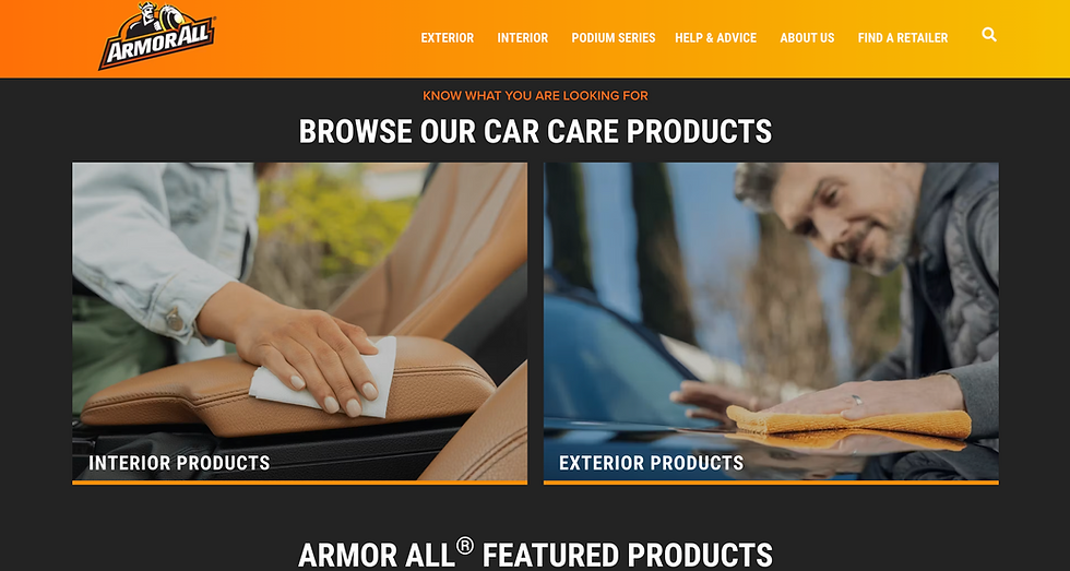 Armor All's Website featuring photography by Lure Digital.