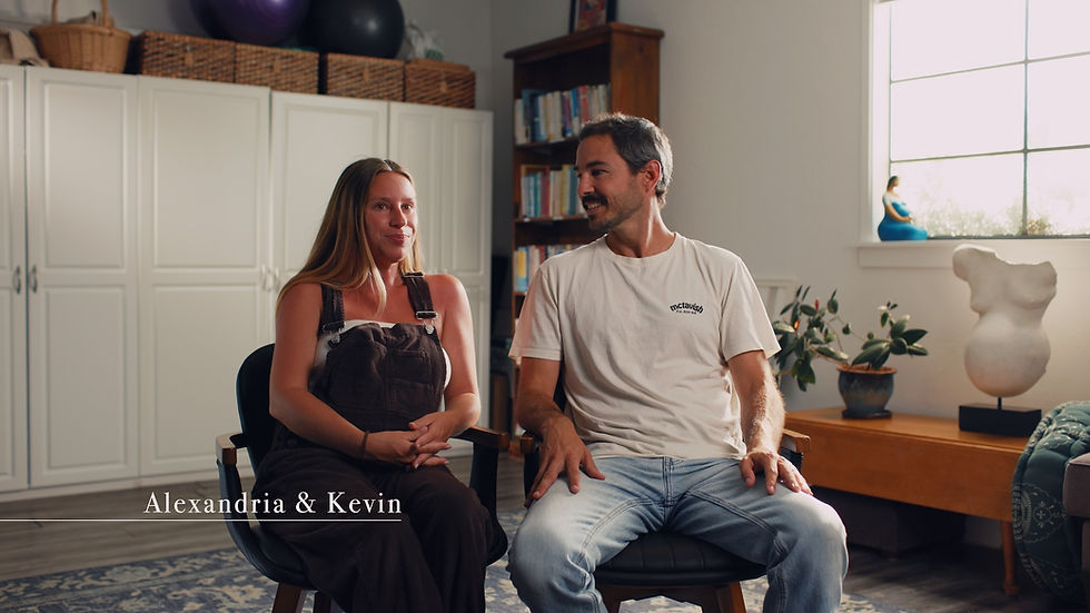 A young couple being interviewed at the Santa Barbara Birth Center by Lure Digital.