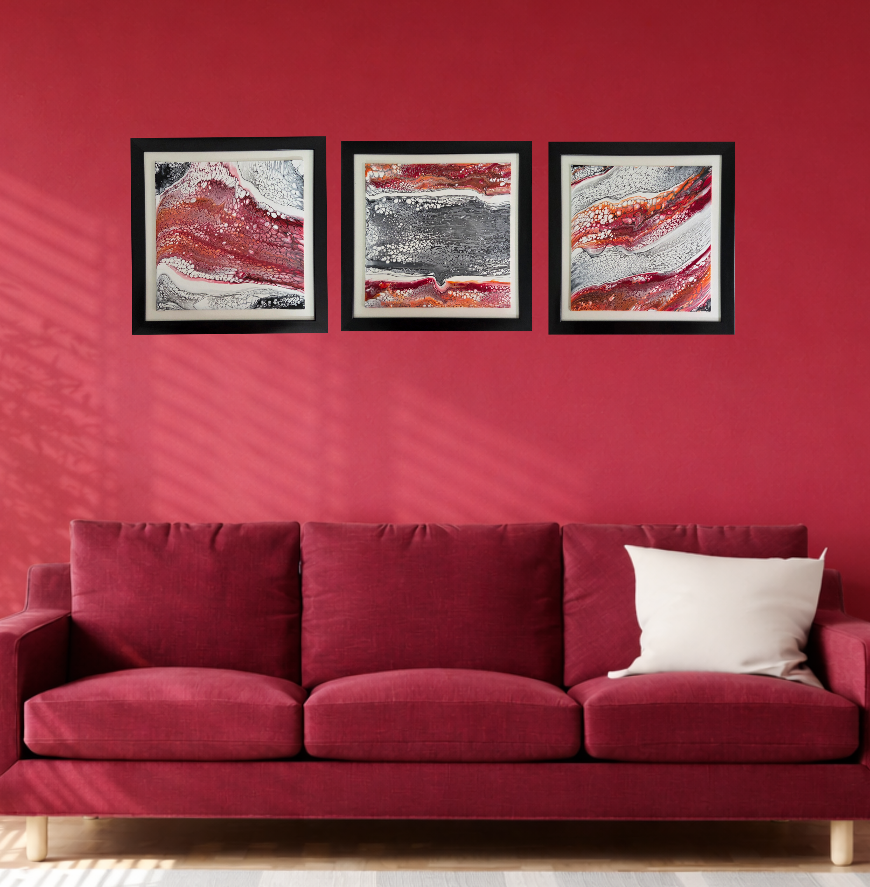 CRIMSON FLOW,Triptych (set of 3)