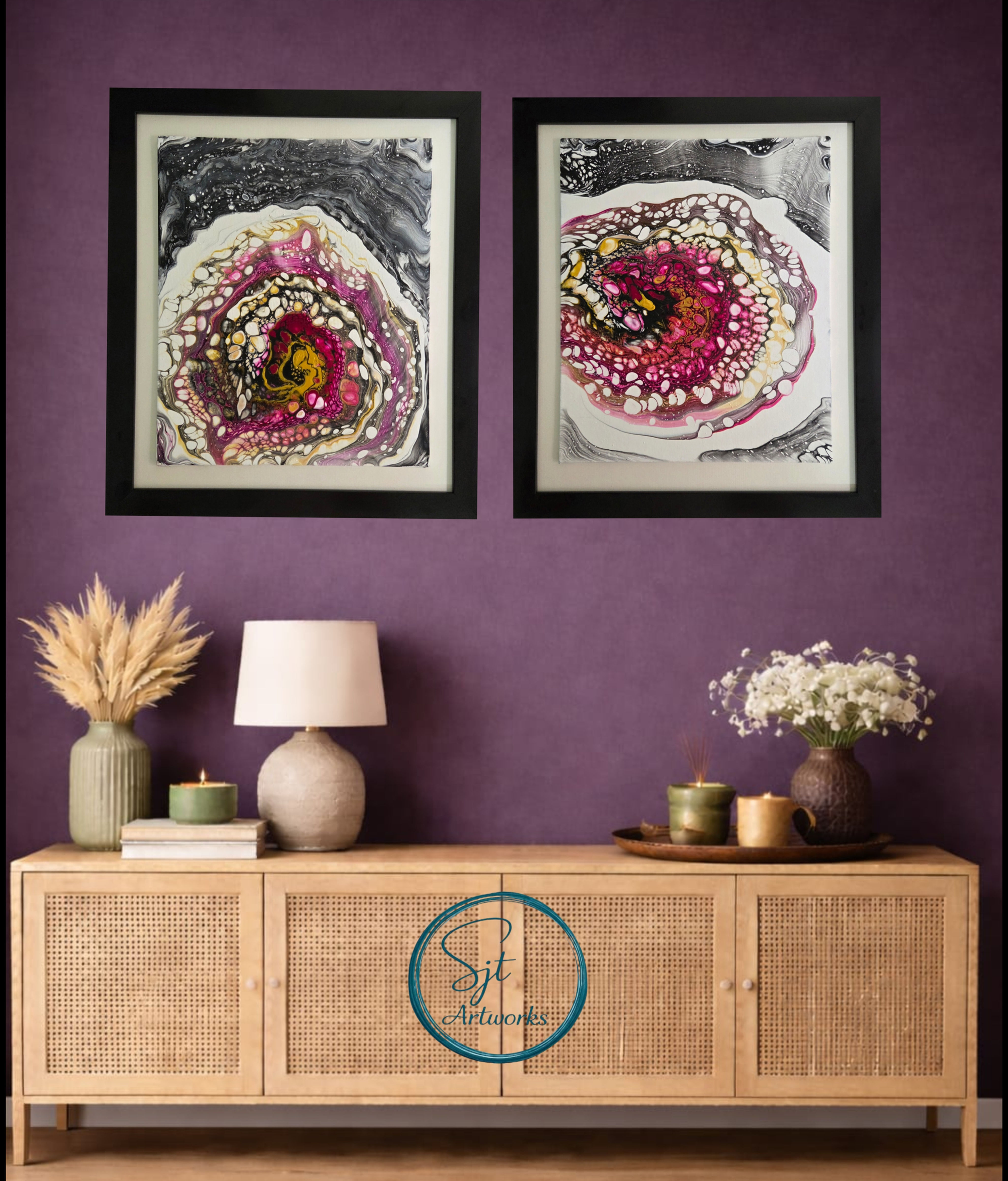CELESTIAL CORE,Diptych (set of 2) 35"x40"Inches