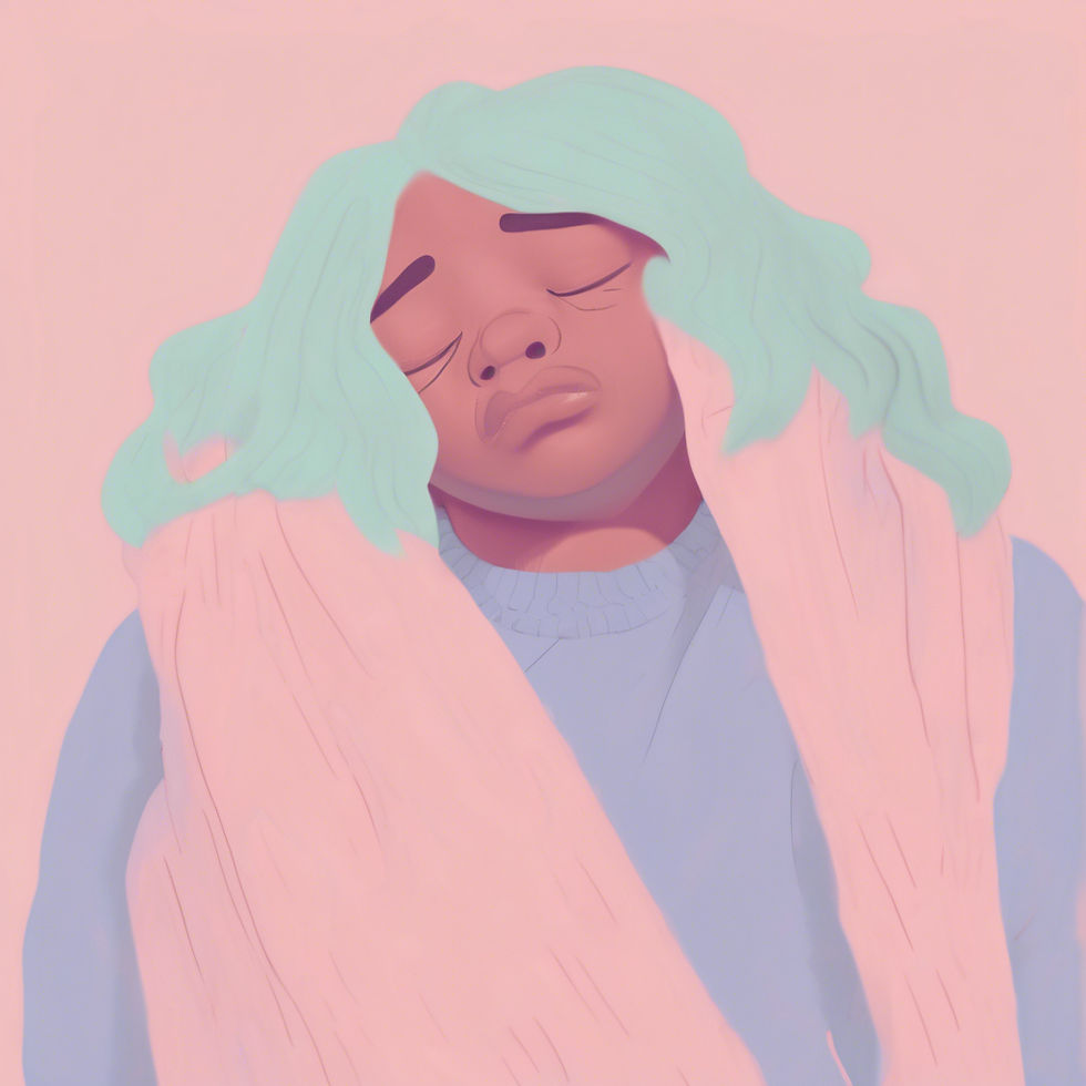 Black woman with green hair shrugging her shoulders with a sad face.