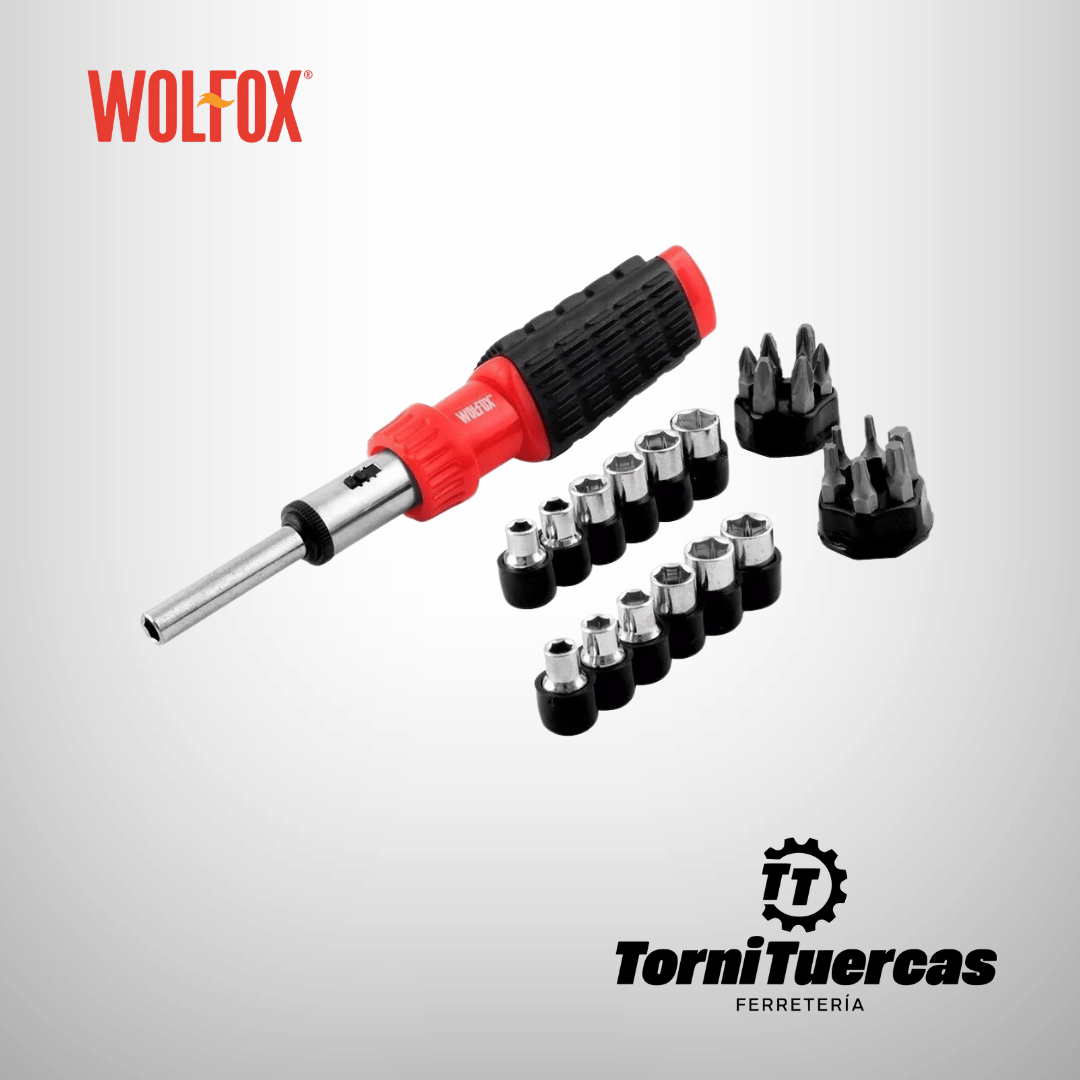 Juego de Destornilladores Tipo Ratchet o Matraca 34 Piezas Wolfox