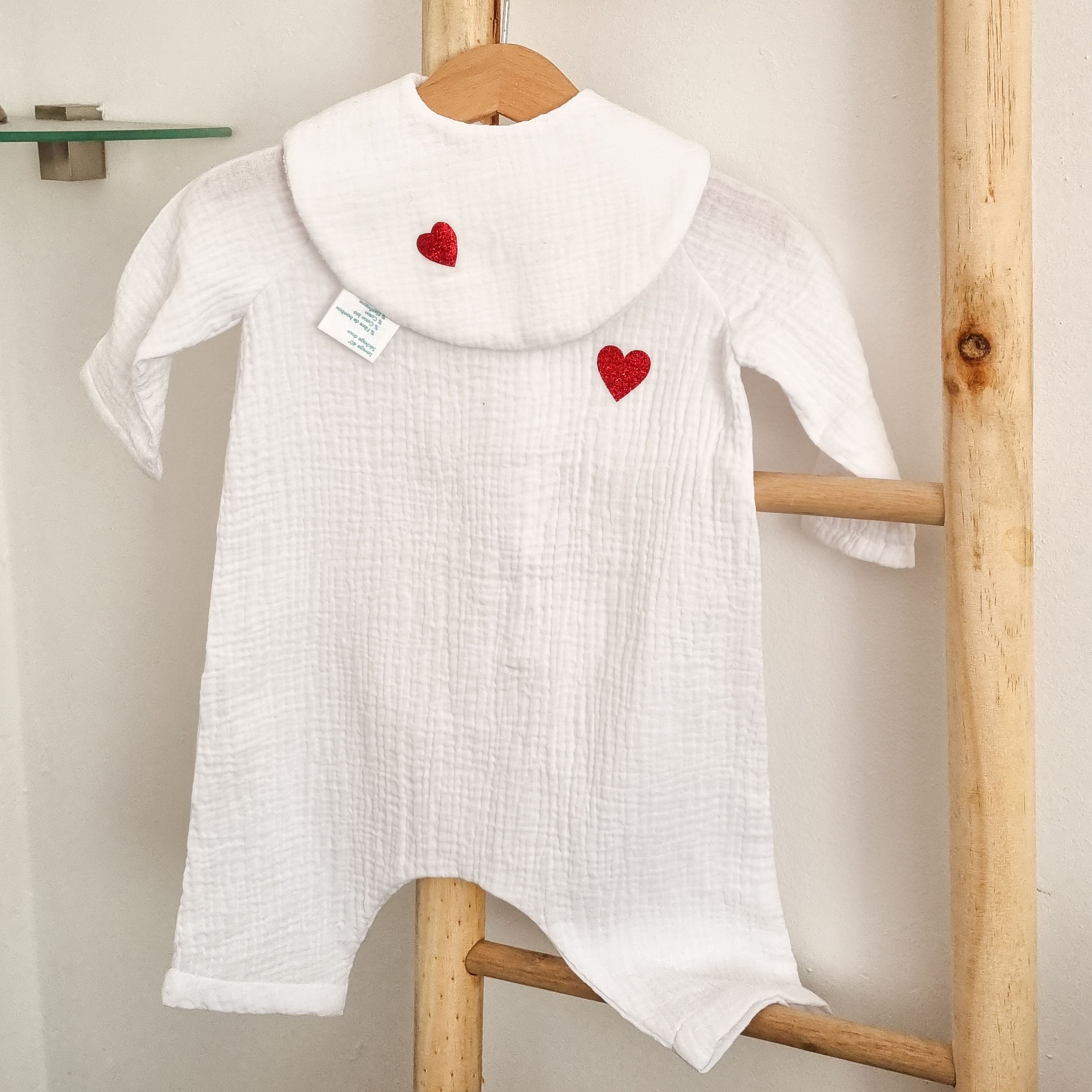 Combinaison gaze de coton Blanche "Tendresse"