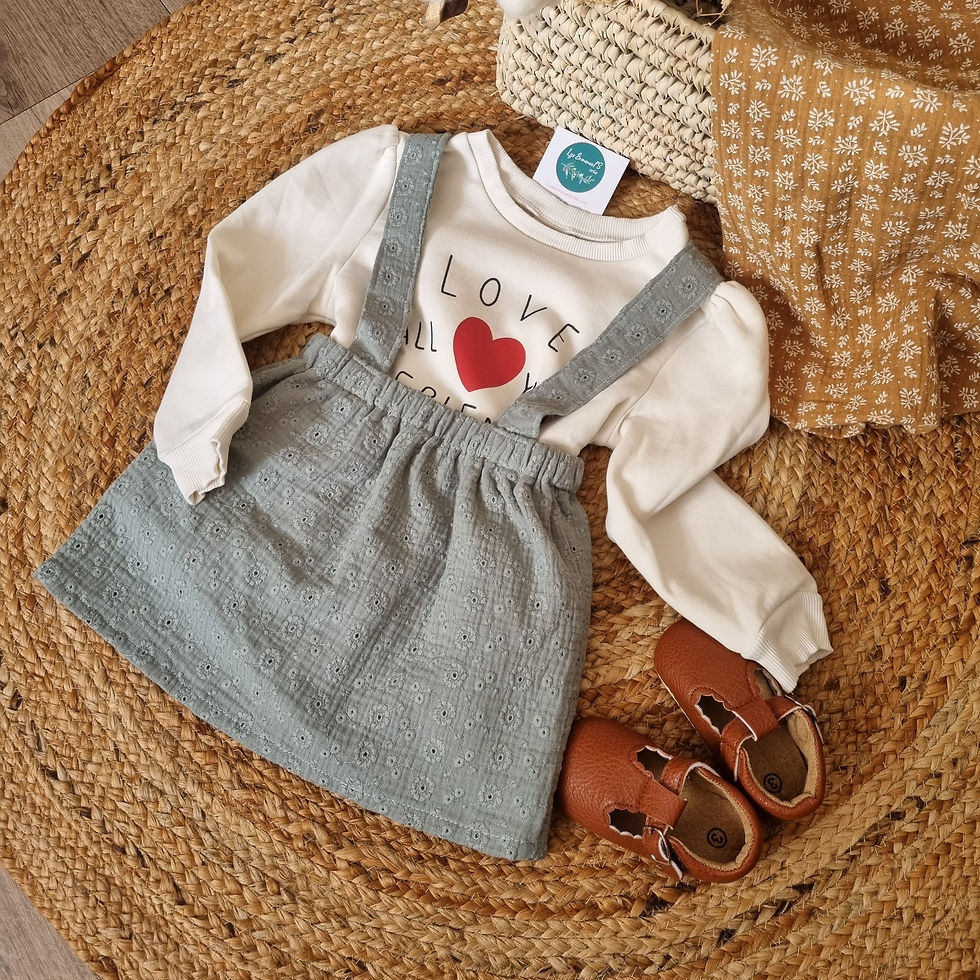 Miniature : Robe bébé enfant à bretelles en double gaze de coton "Rose"