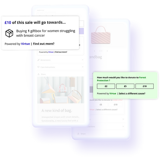 Virtue Customer Donations and Business Giving widgets