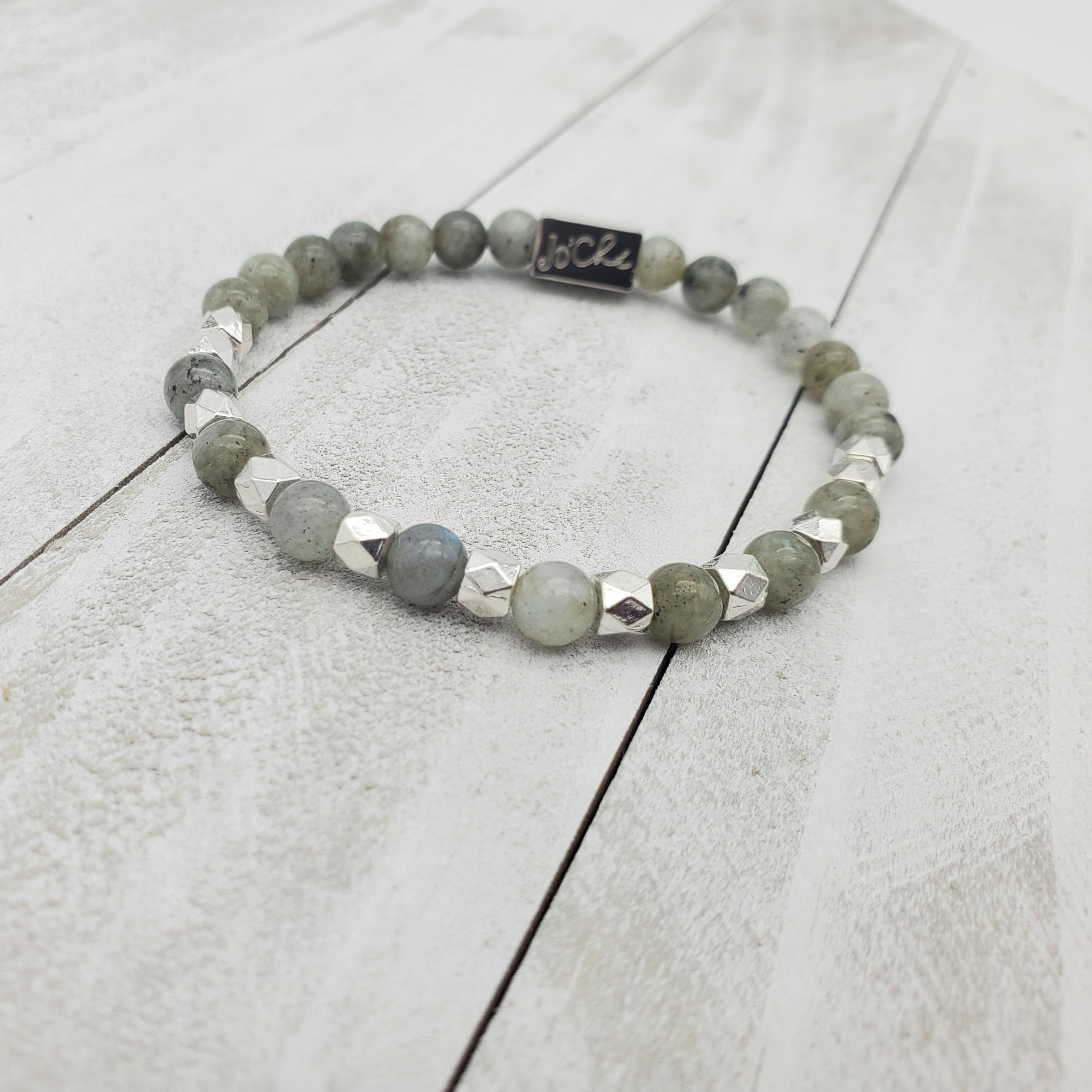 Labradorite & Silver Hematite Bracelet