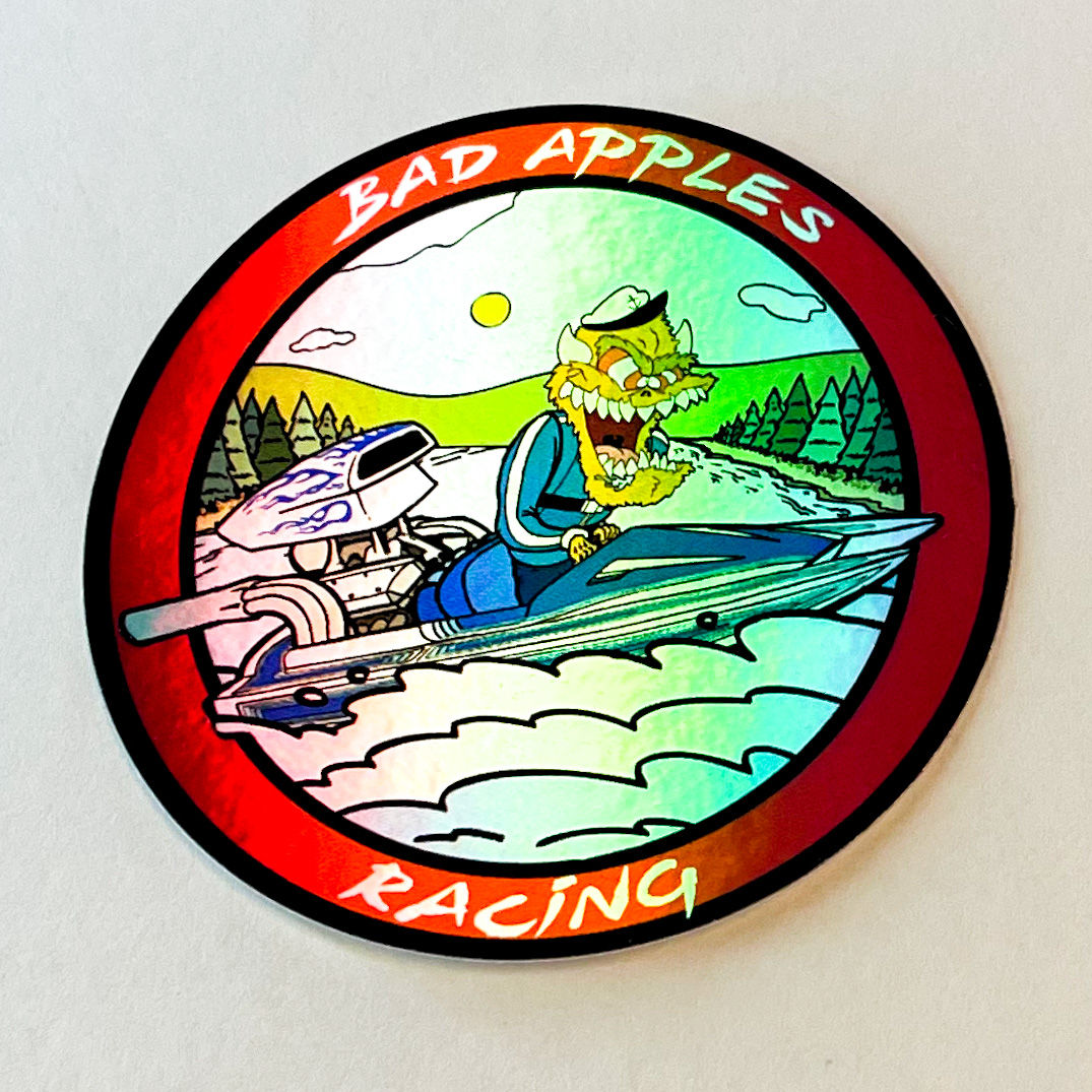 Bad Apples Racing Round Holographic Sticker - Daytona Creature
