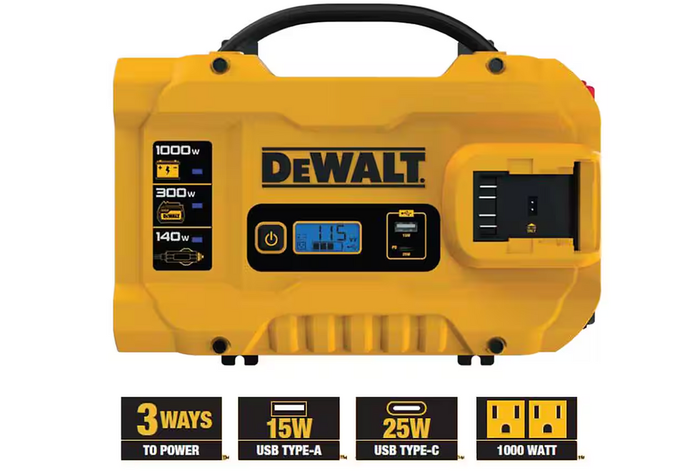 DEWALT Inversor de corriente de 3 vías y 1000 vatios compatible con batería de i