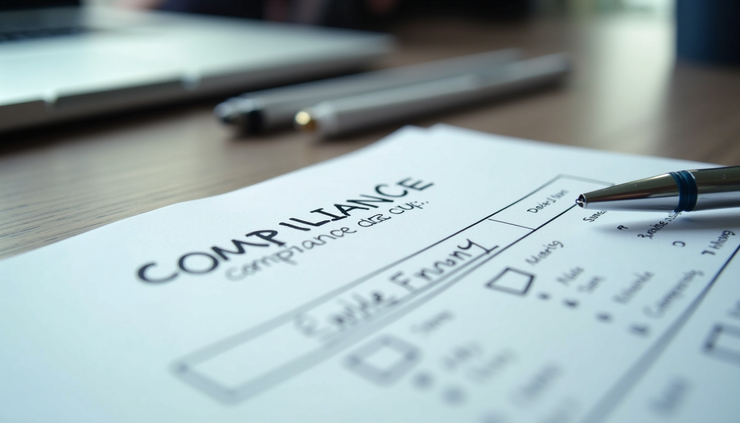 Close-up view of compliance checklist and HR consultant's notes