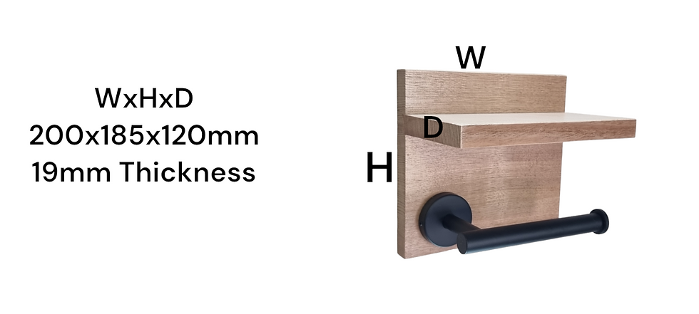 Thumbnail: Black Toilet Roll Holder with shelf, Tasmanian Oak, Solid Timber. Gift idea. Aus