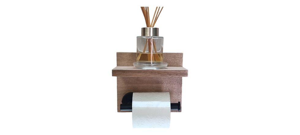 Thumbnail: Black Toilet Roll Holder with shelf, Tasmanian Oak, Solid Timber. Gift idea. Aus