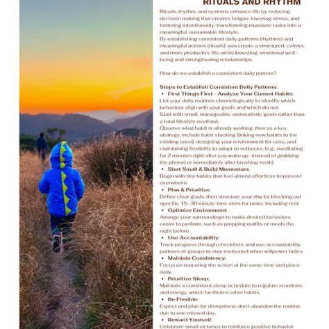 A boy hikes at sunset