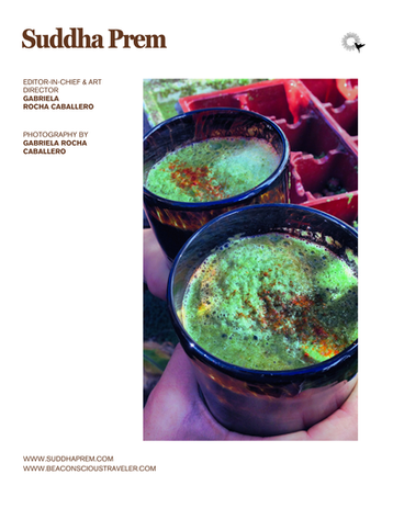 A delicious green juice, above an aquaponic system.