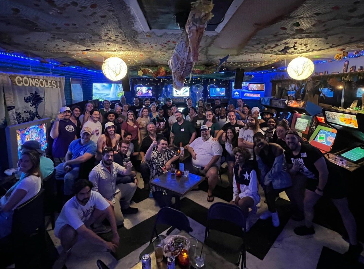 Group hangout at the bar
