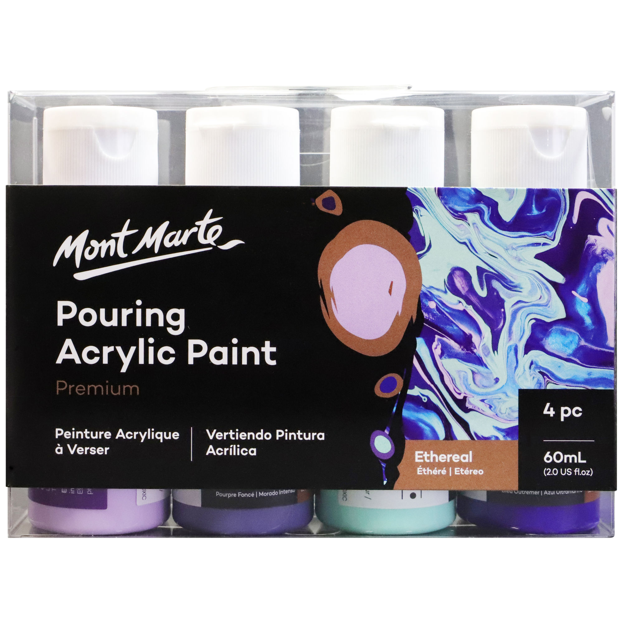 Pouring Acrylic Paint Set Premium 4pc x 60ml (2oz) - Ethereal