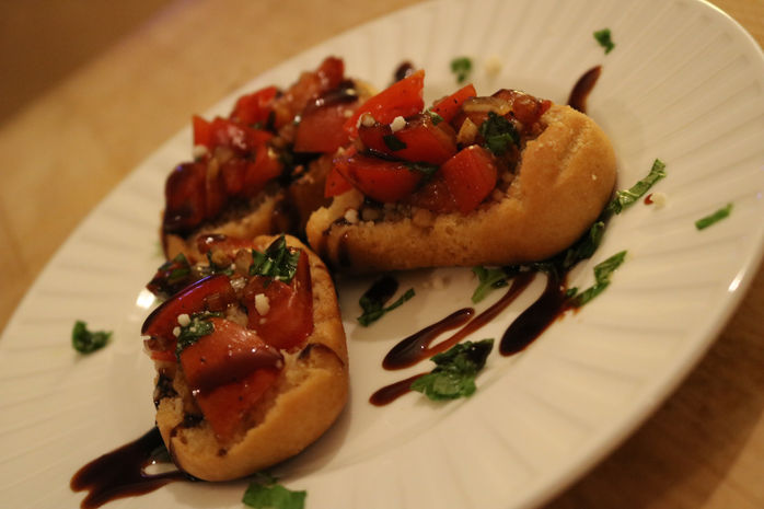 Vegan Parmesan Crostini with Bruschetta