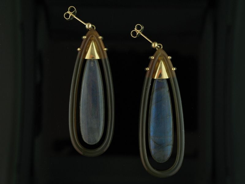 Agate & labradorite earrings