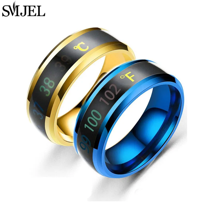 Thumbnail: Smart Stainless Steel Sensor Body Temperature Ring for Couples Multifunctional D