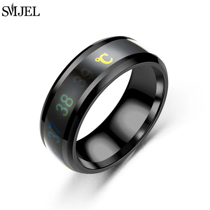 Smart Stainless Steel Sensor Body Temperature Ring for Couples Multifunctional D