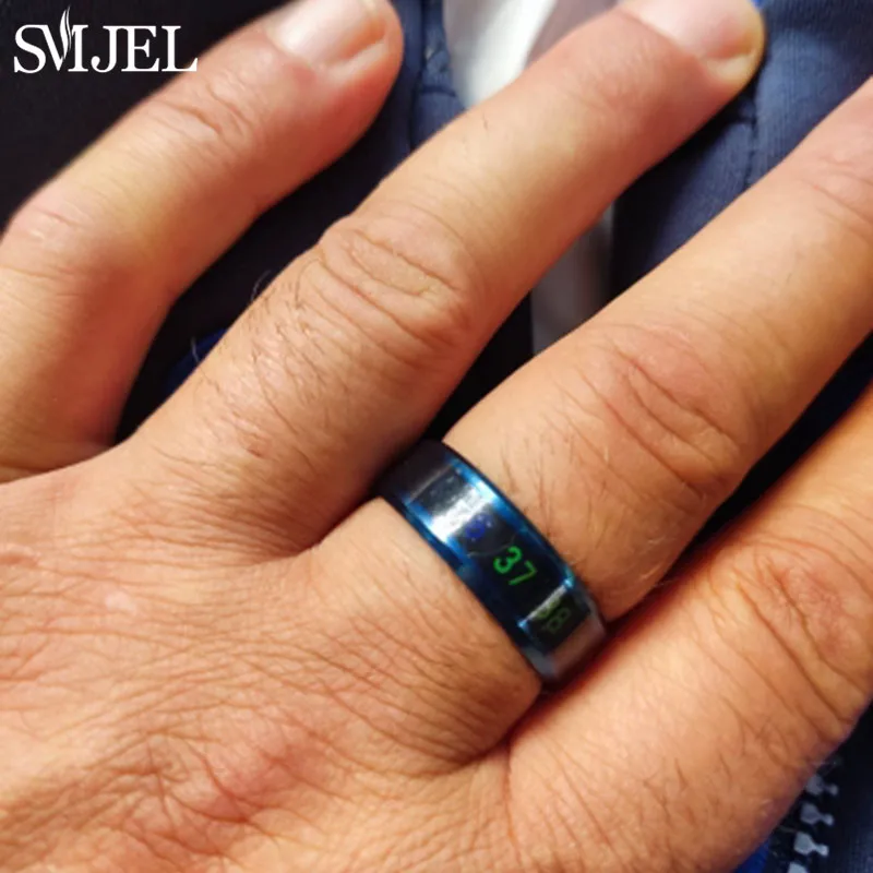 Thumbnail: Smart Stainless Steel Sensor Body Temperature Ring for Couples Multifunctional D