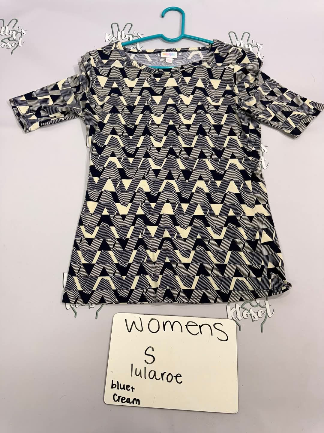 Lularoe - Blue + Cream - Size: S