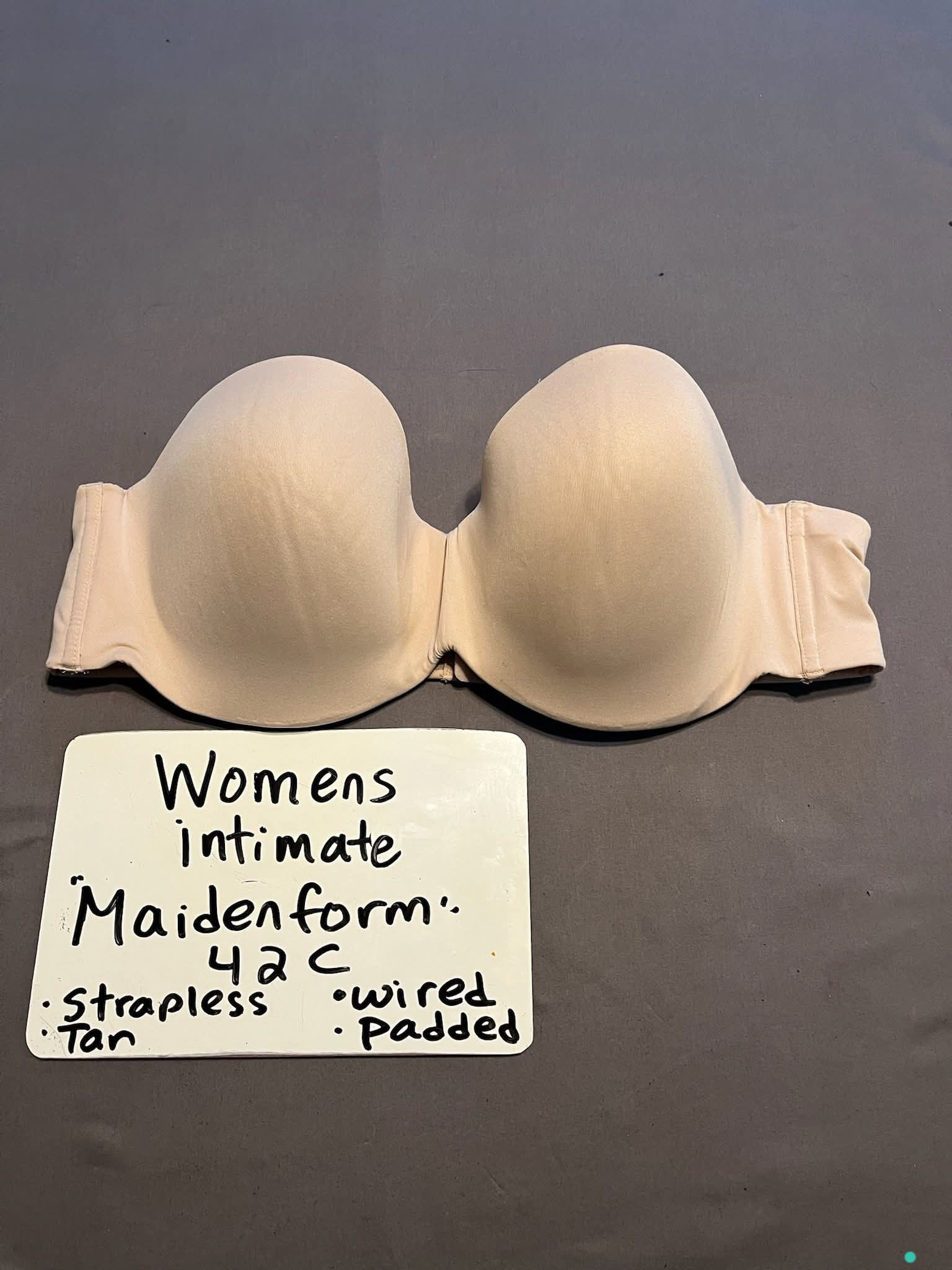 "Maiden form" - Size: 42C - Tan Strapless, Wired, Padded
