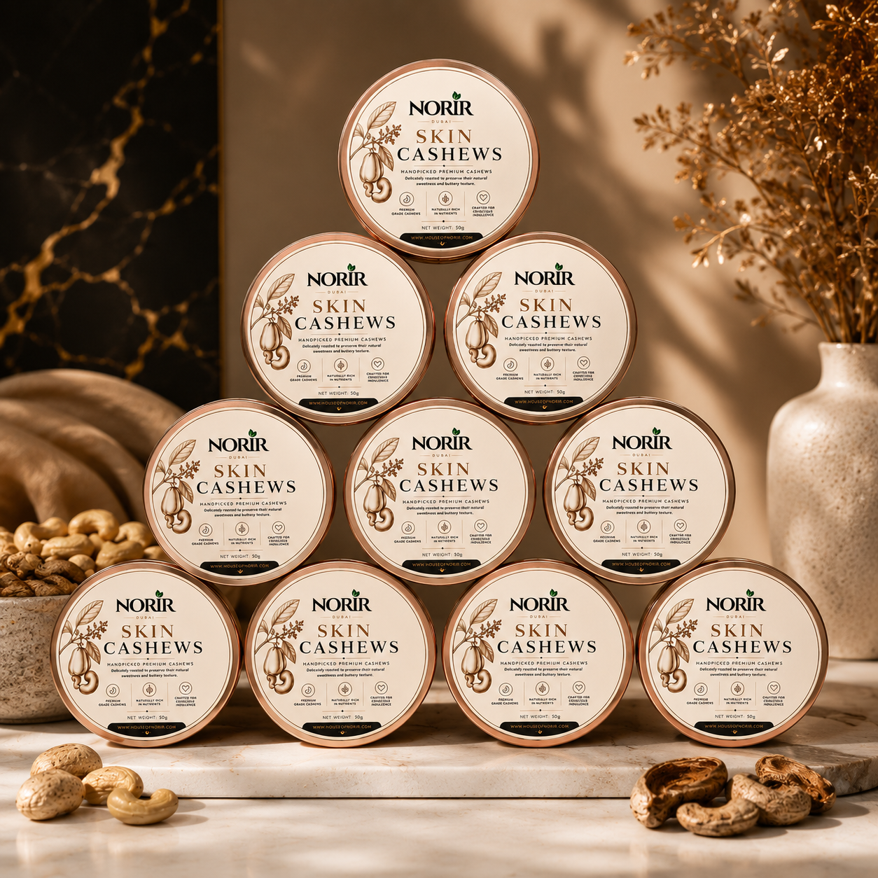 Cashew Nut With Skin - 50gm Tin x 10 Pieces