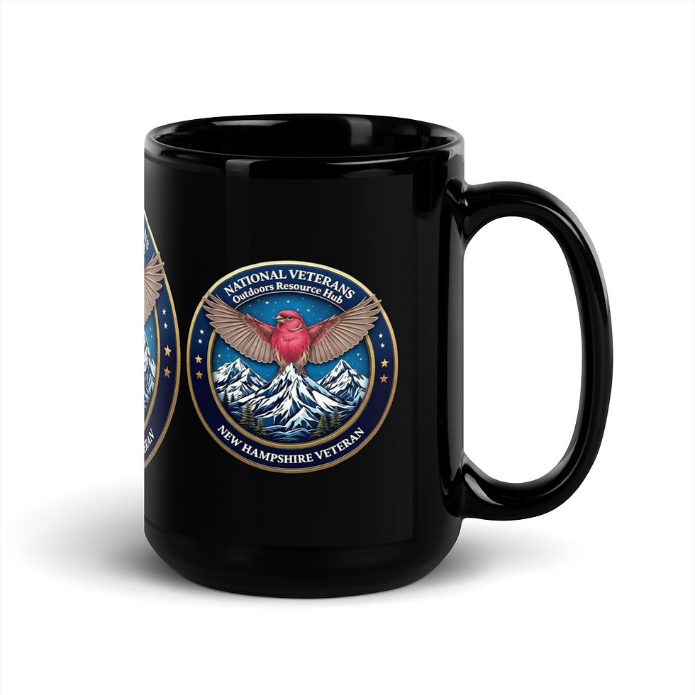 Thumbnail: NEW HAMPSHIRE VETERAN Coffee Mug – Purple Finch (Haemorhous purpureus)