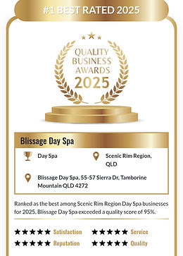 Award for best day spa Blissage Day Spa