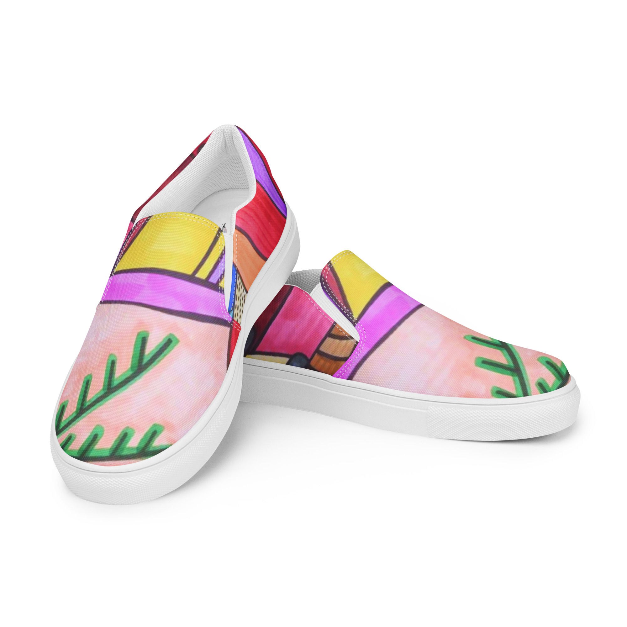 Women’s slip-on canvas shoes - Tropical Island by Stephanie Faith, artist