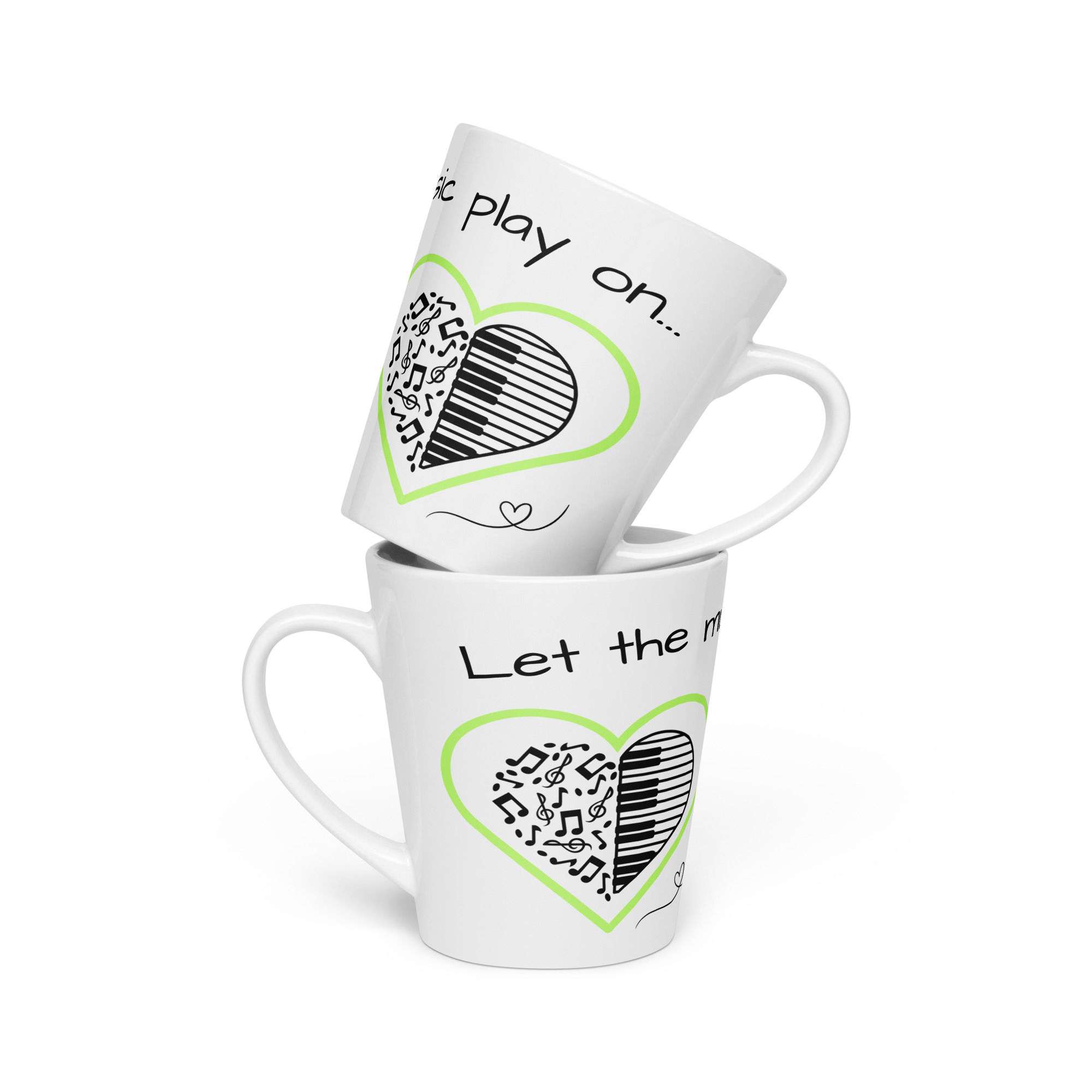 Latte mug - Lime Green Piano Heart
