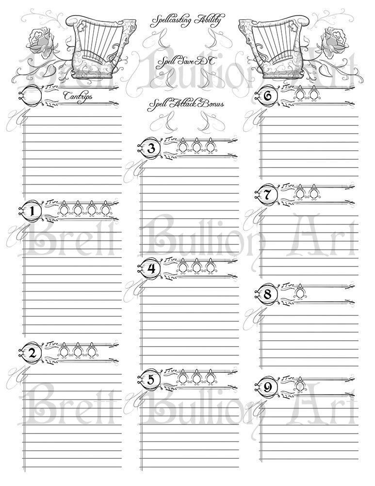 Thumbnail: Bard 5e Character Sheet - PDF (Digital)
