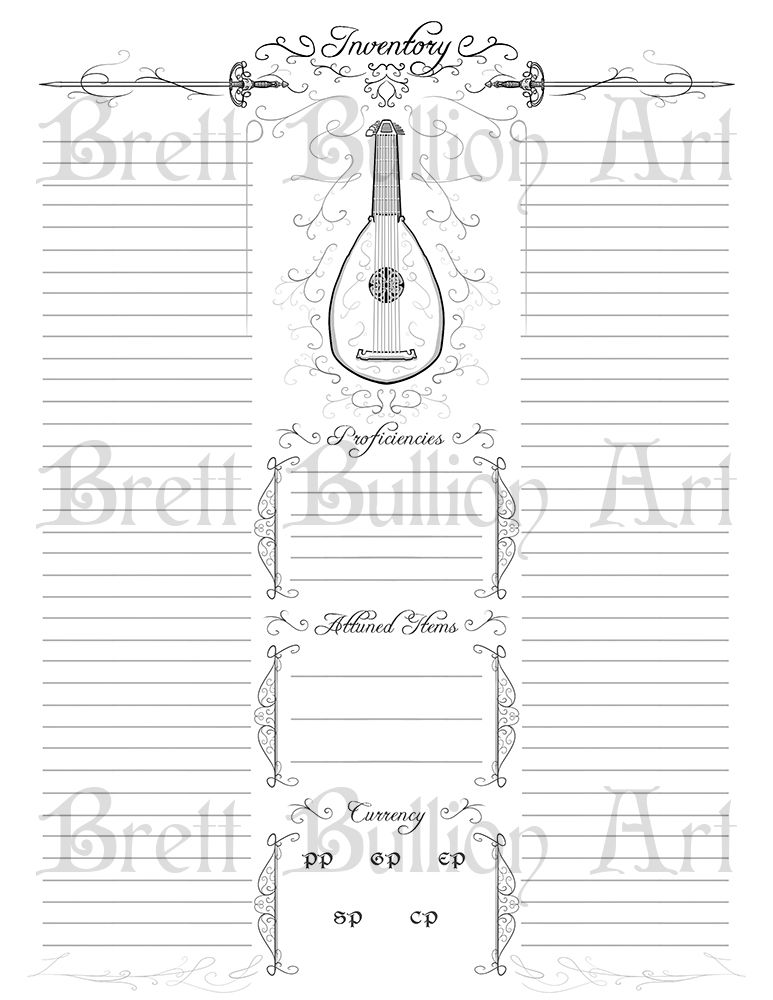 Thumbnail: Bard 5e Character Sheet - PDF (Digital)
