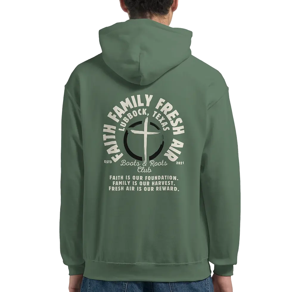 Thumbnail: Faith • Family • Fresh Air – Barn Raised Pullover Hoodie | Gildan® 18500