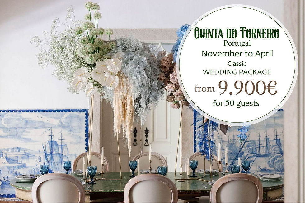 Um pacote de casamento na Quinta do Torneiro decorado com os mais bonitos azulejos portugueses