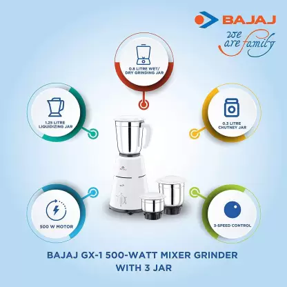 Bajaj gx1 500 cheap w mixer grinder