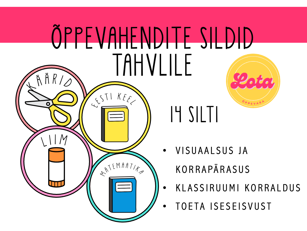 Õppevahendite sildid tahvlile