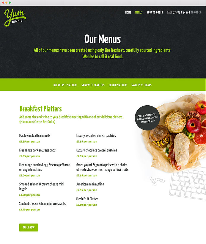 Yum Junkie, Catering website, Copywriter, food writer, freelance, oxfordshire, remote working