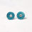 Thumbnail: Turquoise and teal blue round small silver stud earrings on white background