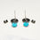 Thumbnail: Turquoise anodised aluminium and silver drop stud earrings back view