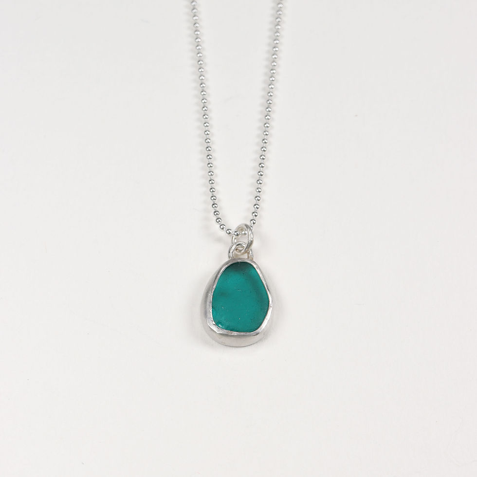 Thumbnail: Pink and teal green sea glass silver 3 in 1 cluster necklace on a white background sea glass only