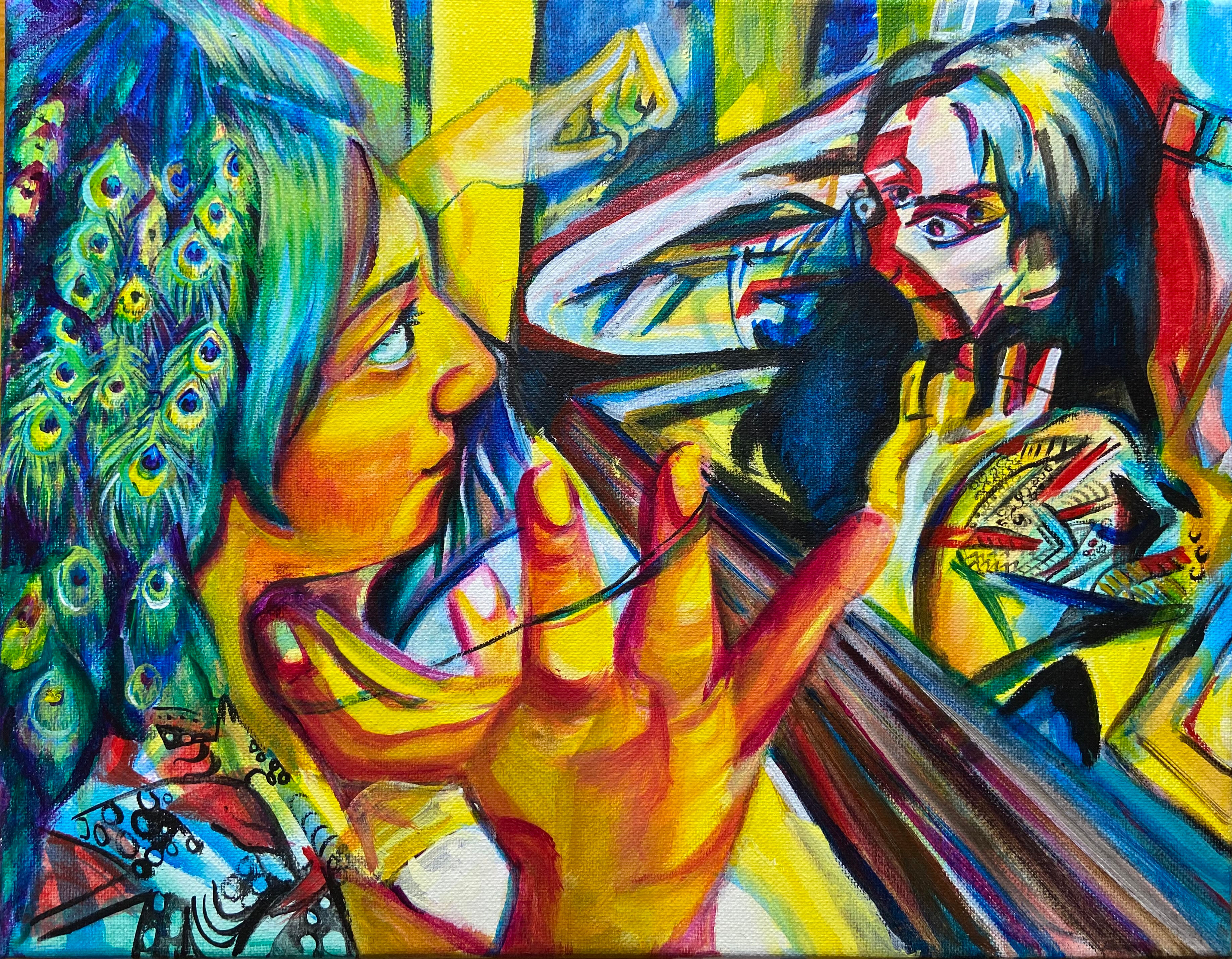 covid art healthcare worker taking her mask off