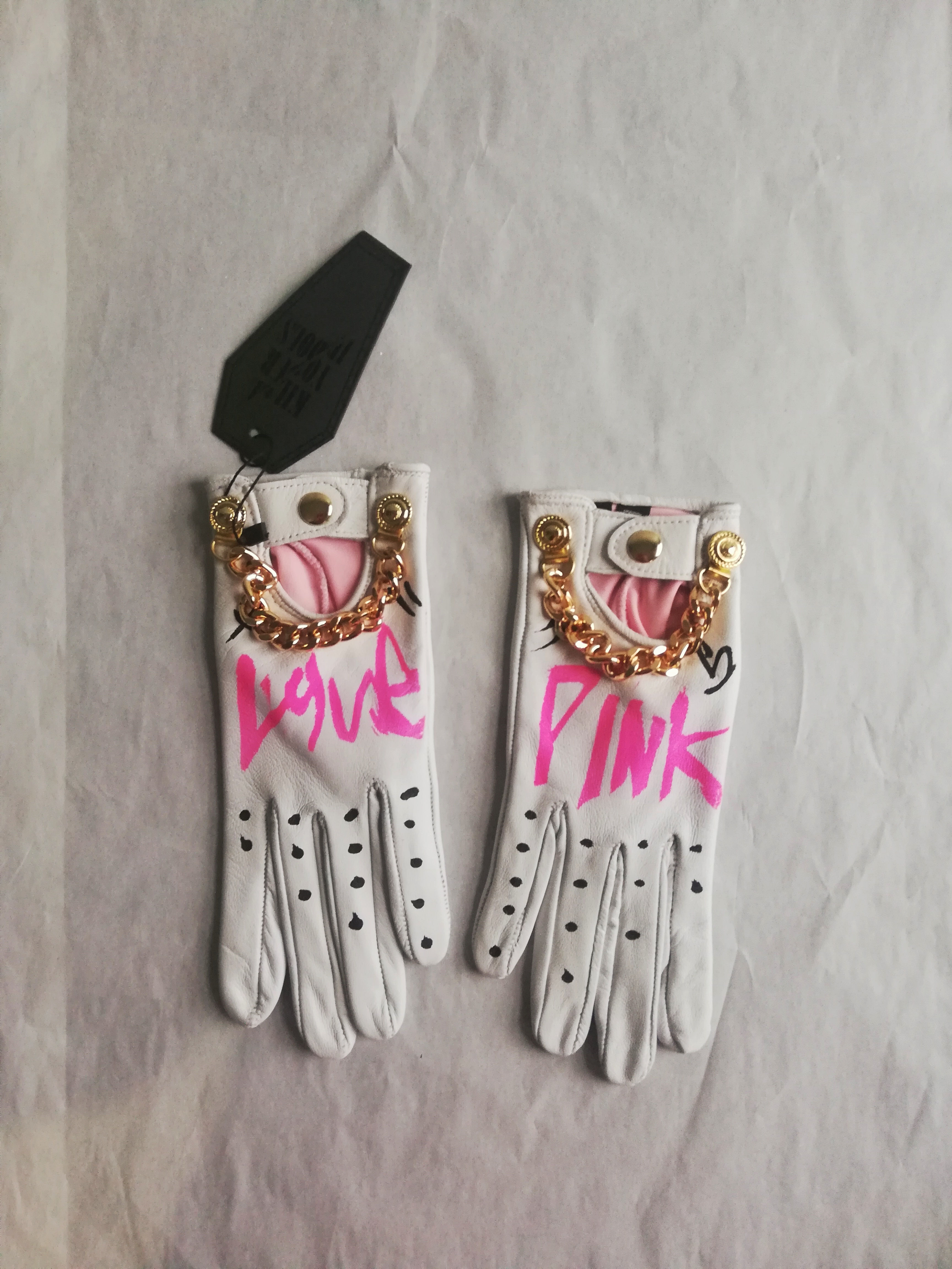 Pink Love White Gloves