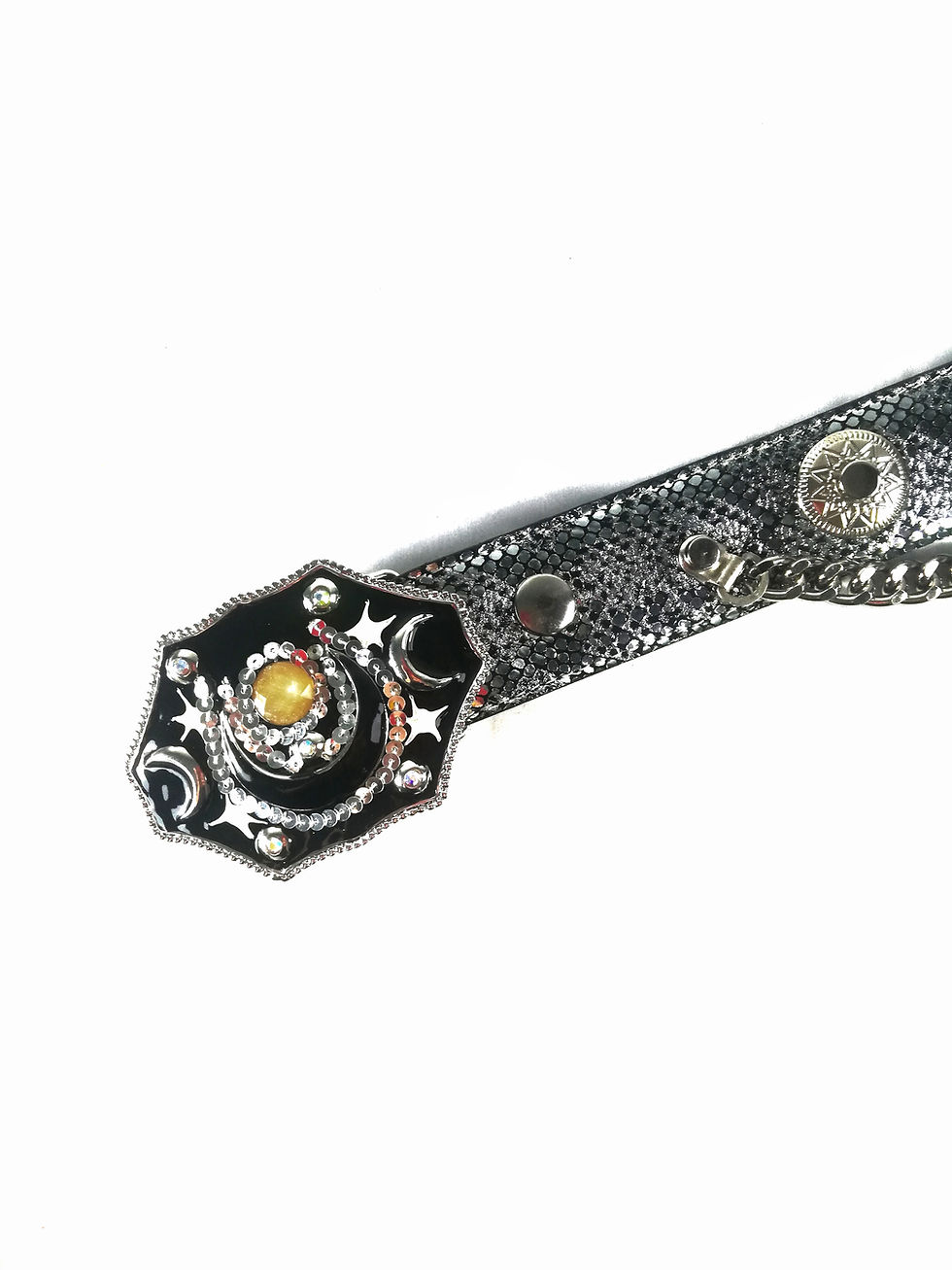 サムネイル： Crescent Buckle Silver Snake Belt