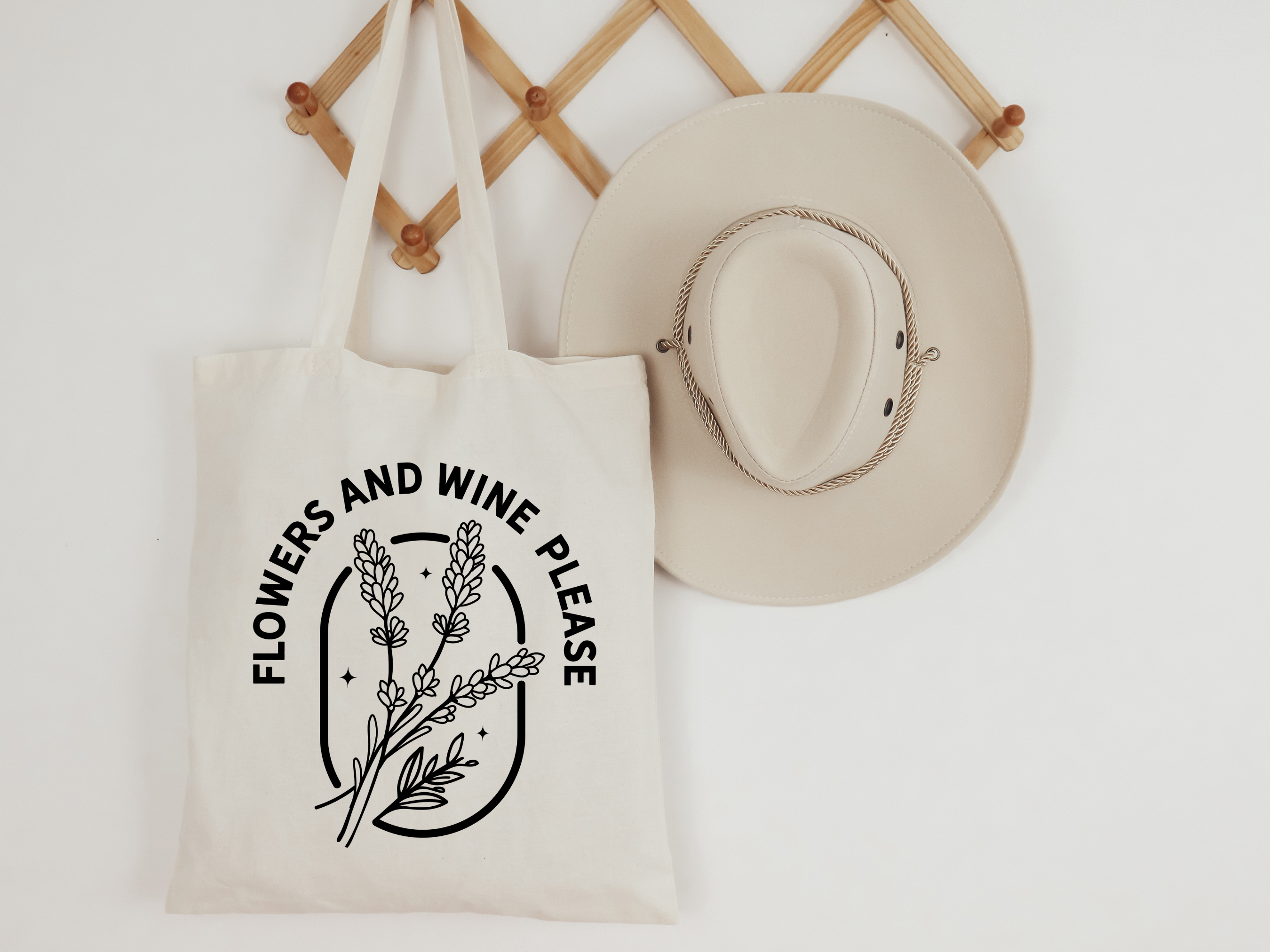 Flowers and Wine Please Tote Bag