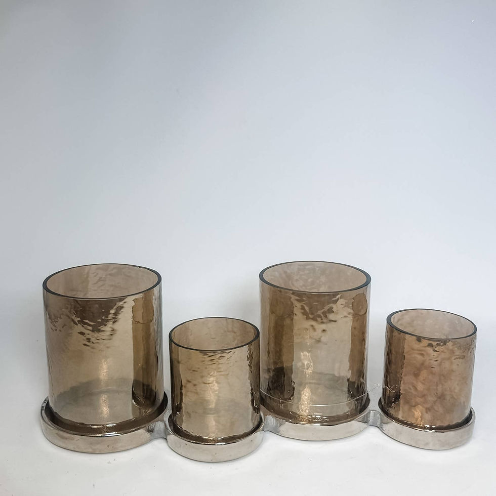 Thumbnail: 26"L Smoke Luster Glass Candle Holder Set of 7pcs
