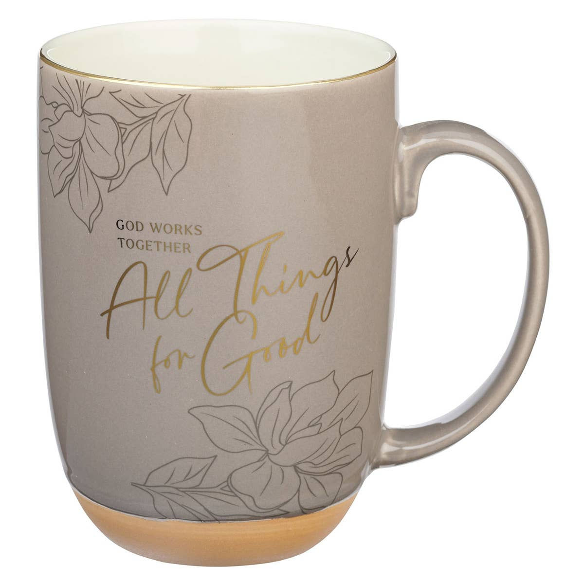 Taupe God Works For Good Mug