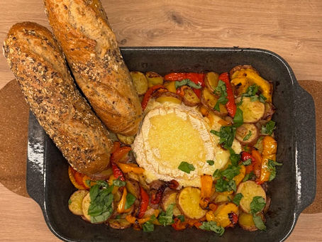 Groente schotel met camembert fondue