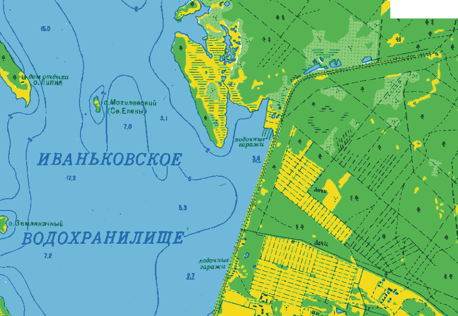 Карта Иваньковского водохранилища