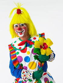 Buttons clown yellow wig - full makeup